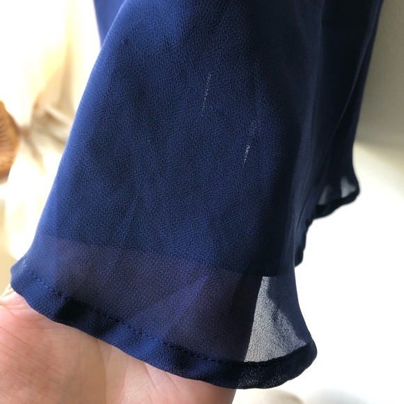 H&M Flowy collared button up navy blue dress - Picture 4 of 5